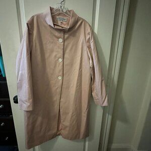 J. Peterman Soft Pink Funnel-Neck Coat Size Large